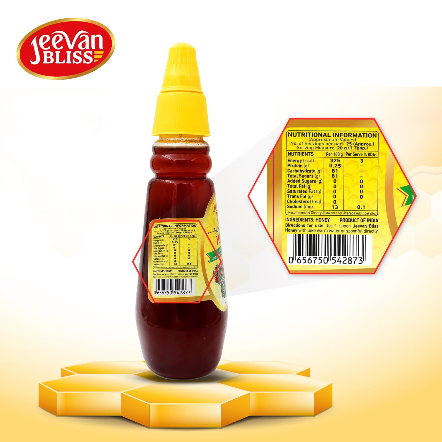 Jeevan Bliss Multiflora Honey | NMR Tested | 400g - Jeevan Bliss